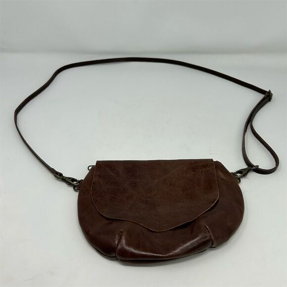 Boho Spanish Rossymina Small Brown Leather Round Crossbody Bag Adjustable Strap - Picture 6 of 13